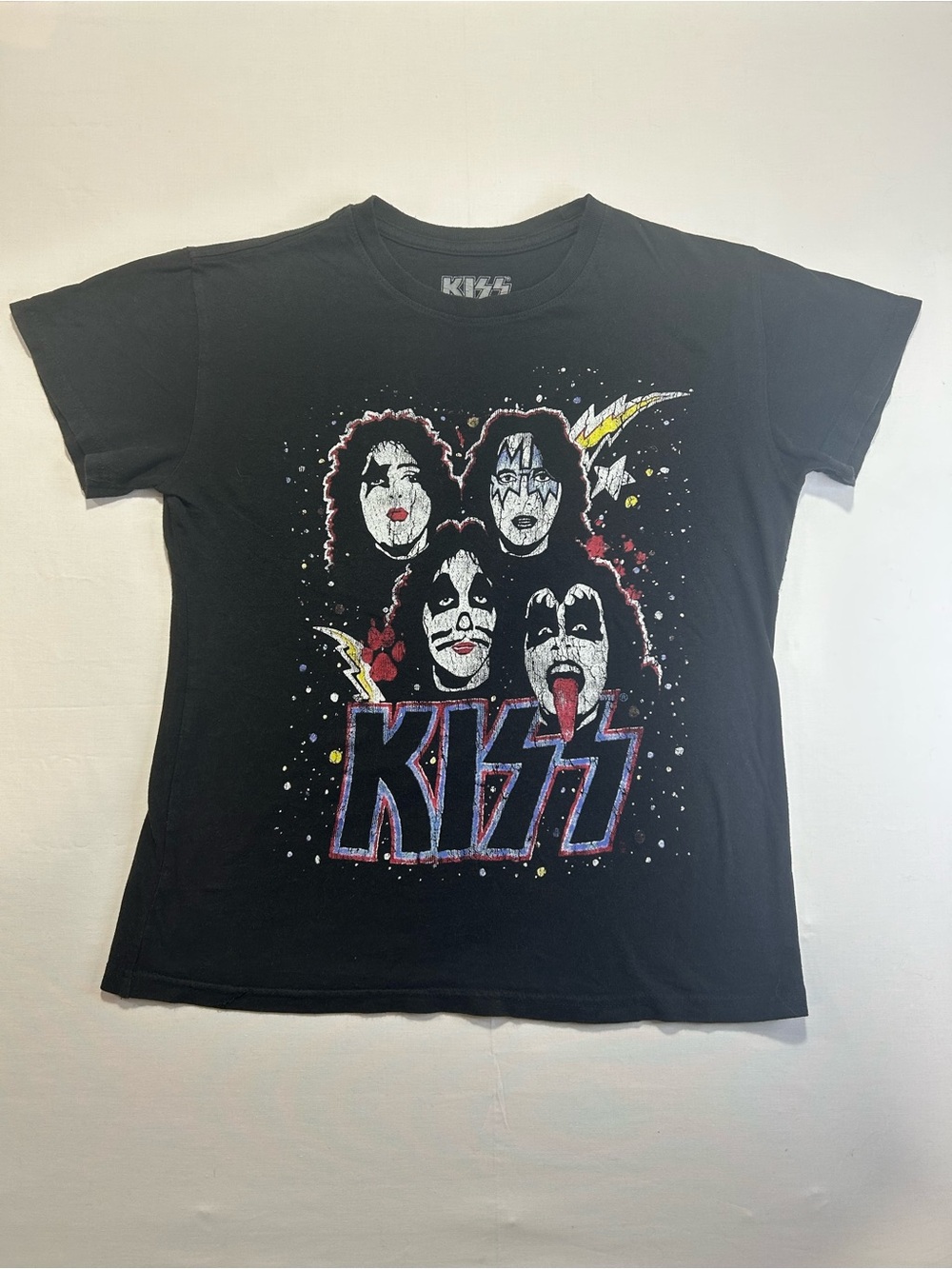 Kiss Black Graphic Tee with Multi-Color Band Art